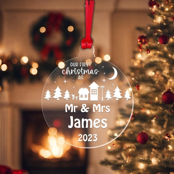 Personalised First Christmas Couple Bauble Mr & Mrs Custom Name Tree Hanging Decor Xmas Keepsake Gift