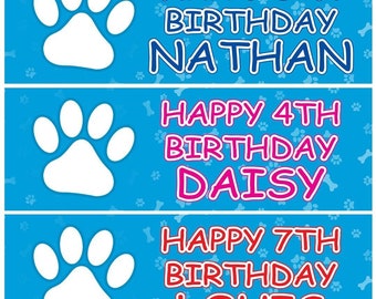 2 Personalised Paw Print Birthday Party Celebration Banners Decoration Posters