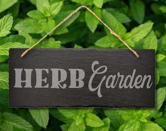 Herb Garden Gardening Gift Slate Sign Home Allotment Veg Pots Stone Hanging Sign