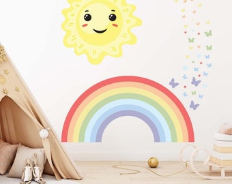Sun Smiling Face Wall Sticker Kids Bedroom Nursery Boho Rainbow Sunshine Vinyl