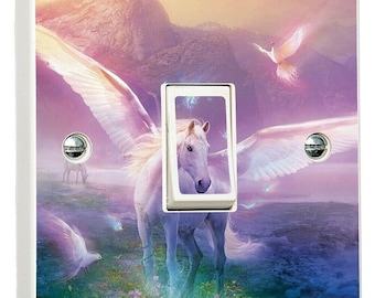 Unicorn Fantasy sprookje lichtschakelaar sticker cover vinyl huid muur sticker