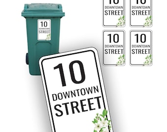 Personalised Waterproof Wheelie Bin Stickers Street Number Name Dustbin Vinyl Stickers.