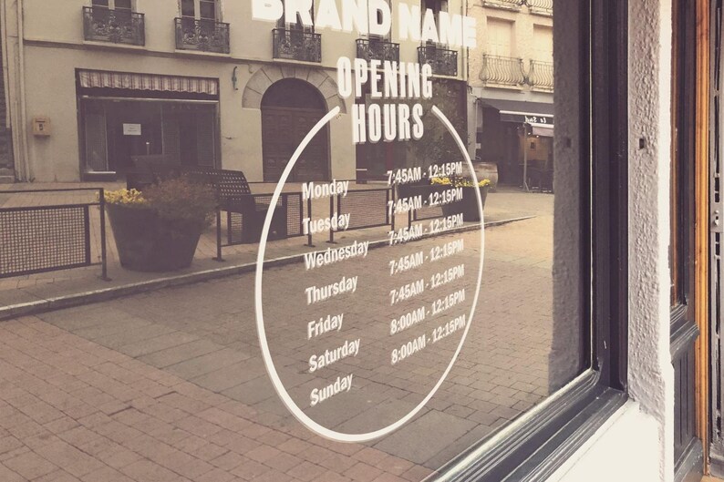 Personalised Opening Hours Times Shop Business Owner Window Door Vinyl