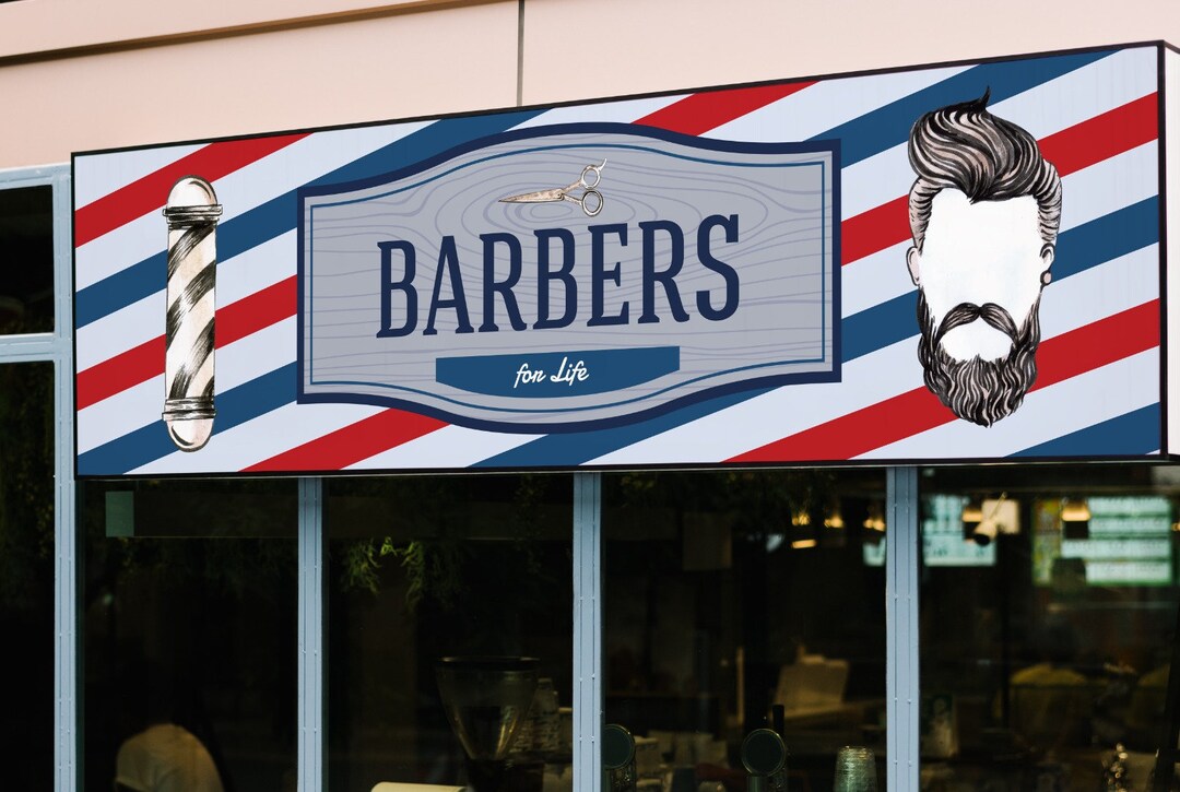 Custom Barber Shop Sign Personalised Window Banner Any Text & Logo ...