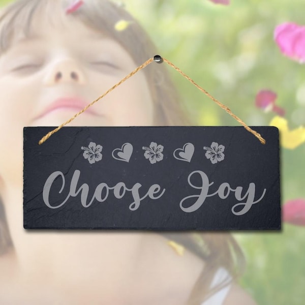 Choose Joy Laser Engraved Hanging Slate Garden Home Decor Plaque Sign