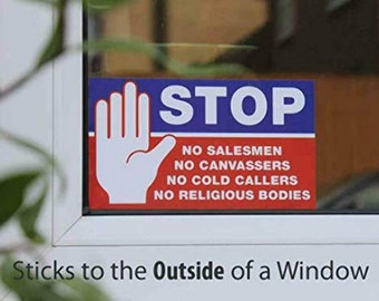 No Cold Callers Religious Groups Salesmen Door Sign Vinyl Sticker Weatherproof