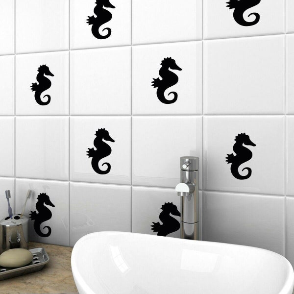 Seahorse Vinyl Tile Sticker Nautical Wall Decal Sailing Transfers Bathroom Home