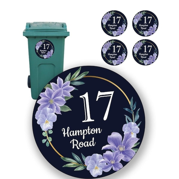 Personalised Wheelie Bin Sign Sticker Waterproof House Address Road Name Numbers