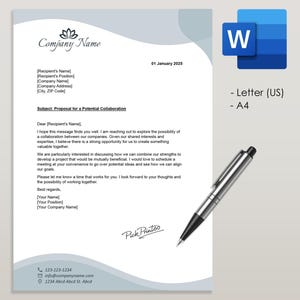 Plantilla elegante de membrete comercial para uso personalizable