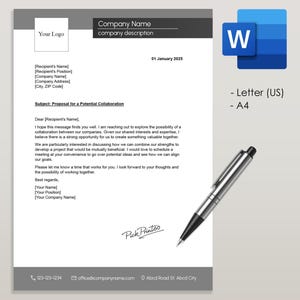 Plantilla elegante de membrete comercial para uso personalizable