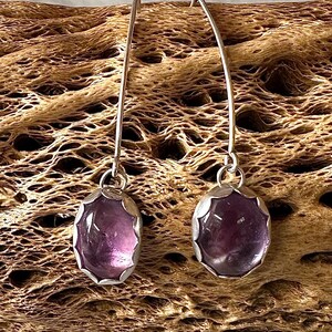 Amethyst Dangle Earrings in Sterling Silver