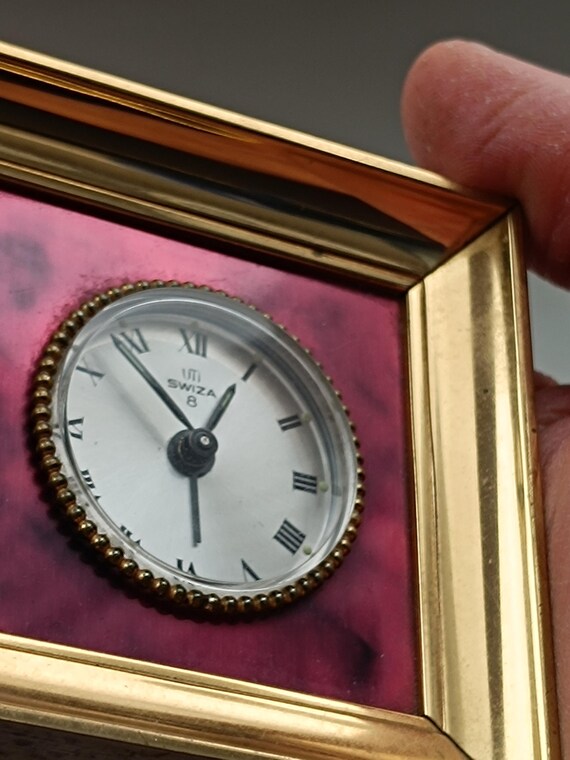 Vintage Travel Alarm Clock Swiza.made in Swiss.8-day.roman