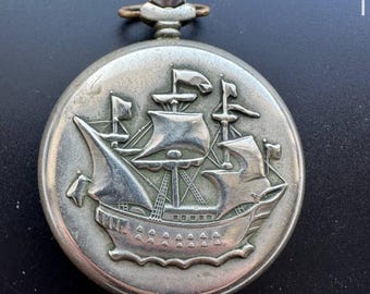Orologio Da Taschino A Ciondolo Nave Pirata – Stile Retrò Vintage Con Catena, Regalo Uomo/Donna