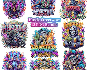 Streetwear Money PNG Bundle, HUSTLE sublimation designs for T-Shirt, instant download