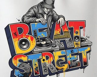 Beat Street DJ T-Shirt Design, Music PNG (Digital Download)