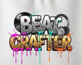 DJ Headphones T-Shirt Design, Graffiti Style, Music Festival Tee (PNG Download)