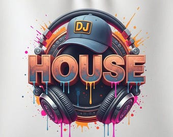 DJ House Music Graphic PNG, EDM t-shirt sublimation file (Digital Download)
