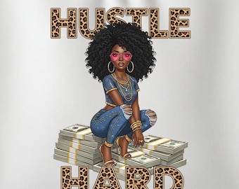 Hustler Afro Woman illustration, T-SHIRT SUBLIMATION design, instant png download, urban streetwear