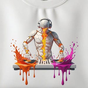 Abstract dj-T-shirtontwerp, inktspatten, graffitistijl (digitale download)