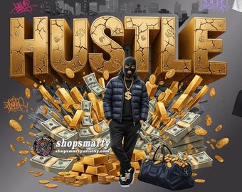 HUSTLE Money Gang PNG, projekt koszulki Urban Streetwear (pobranie cyfrowe)