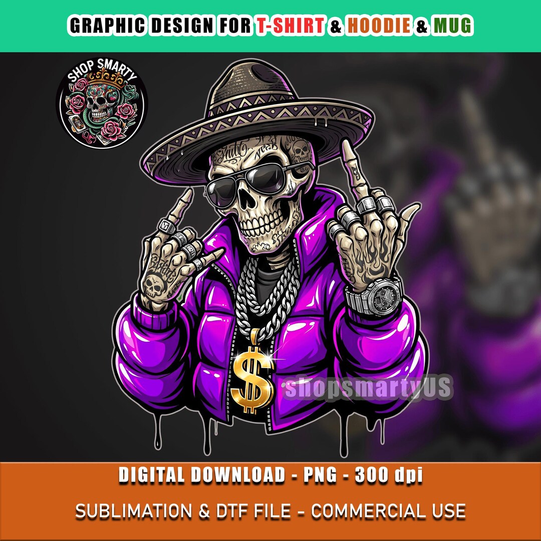 Skull Rude Rude Hip Hop Skull PNG, Gothic Streetwear Artwork, Tshirt Sublimation ...