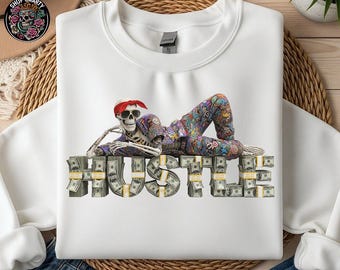 Hustler Skeleton stacks of cash money, T-SHIRT SUBLIMATION, instant PNG Download, urban streetwear design