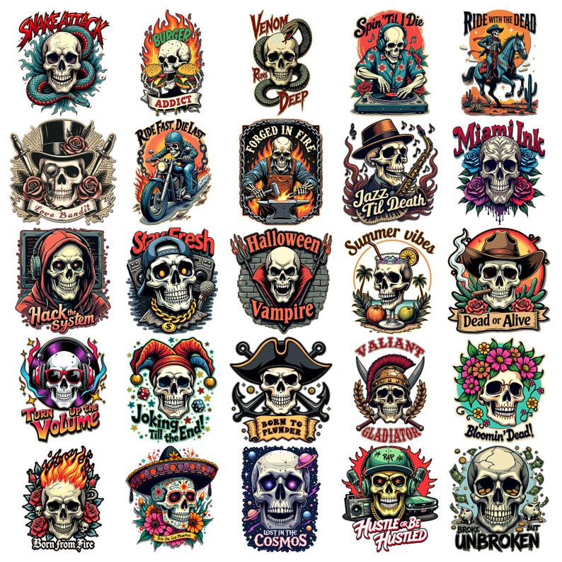 colorful skulls png