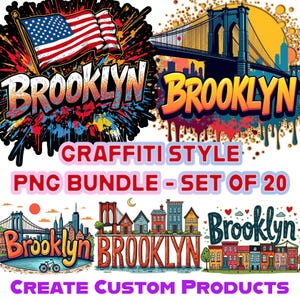 Téléchargement numérique de Brooklyn clipart, png brooklyn, impression de t-shirt, sublimation, conception de produit personnalisé, sticker autocollant dynamique de style américain