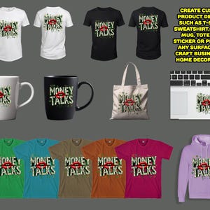 money talks, best t-shirt designs, cool tee ideas, money themed illustration, usd dollar bills money themed design for t-shirt sublimation