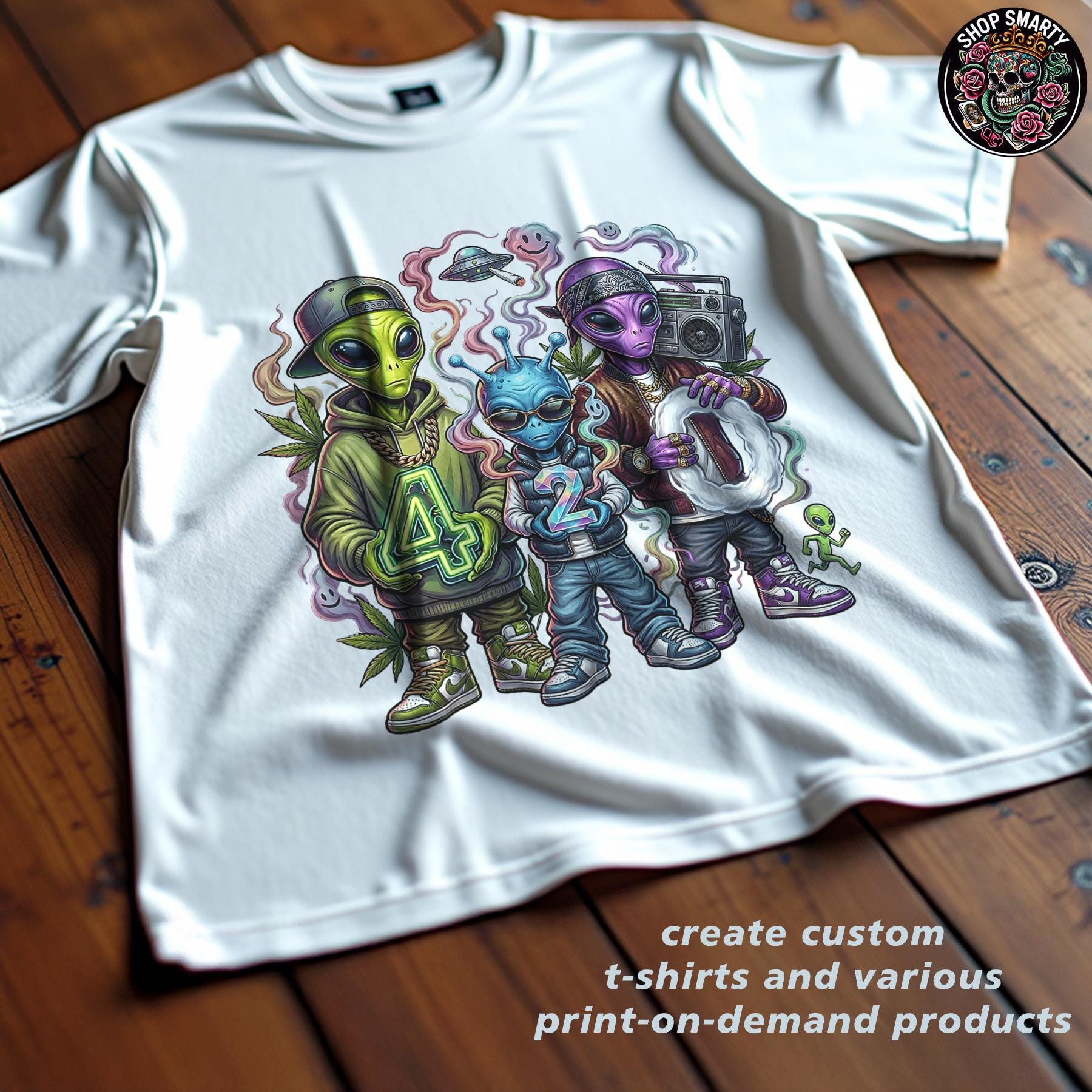 420 Weed T Shirt PNG, Stoner Aliens, Cannabis Artwork, Sublimation ...
