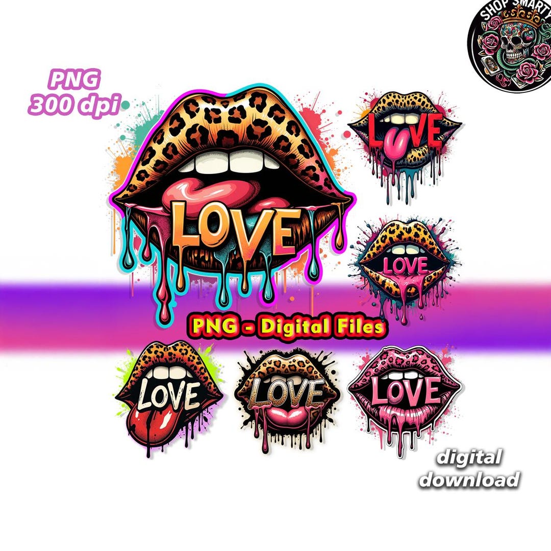 Leopard Dripping Lips PNG: Retro Sublimation Art (digital Download, PNG ...