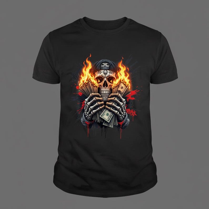 graffiti art, streetwear design, skull with money, money png, hustle, hustler skul, sublimation download, 300 dpi, high resolution, commercial license, small business home t-shirt print file download, best t-shirt designs, urban png