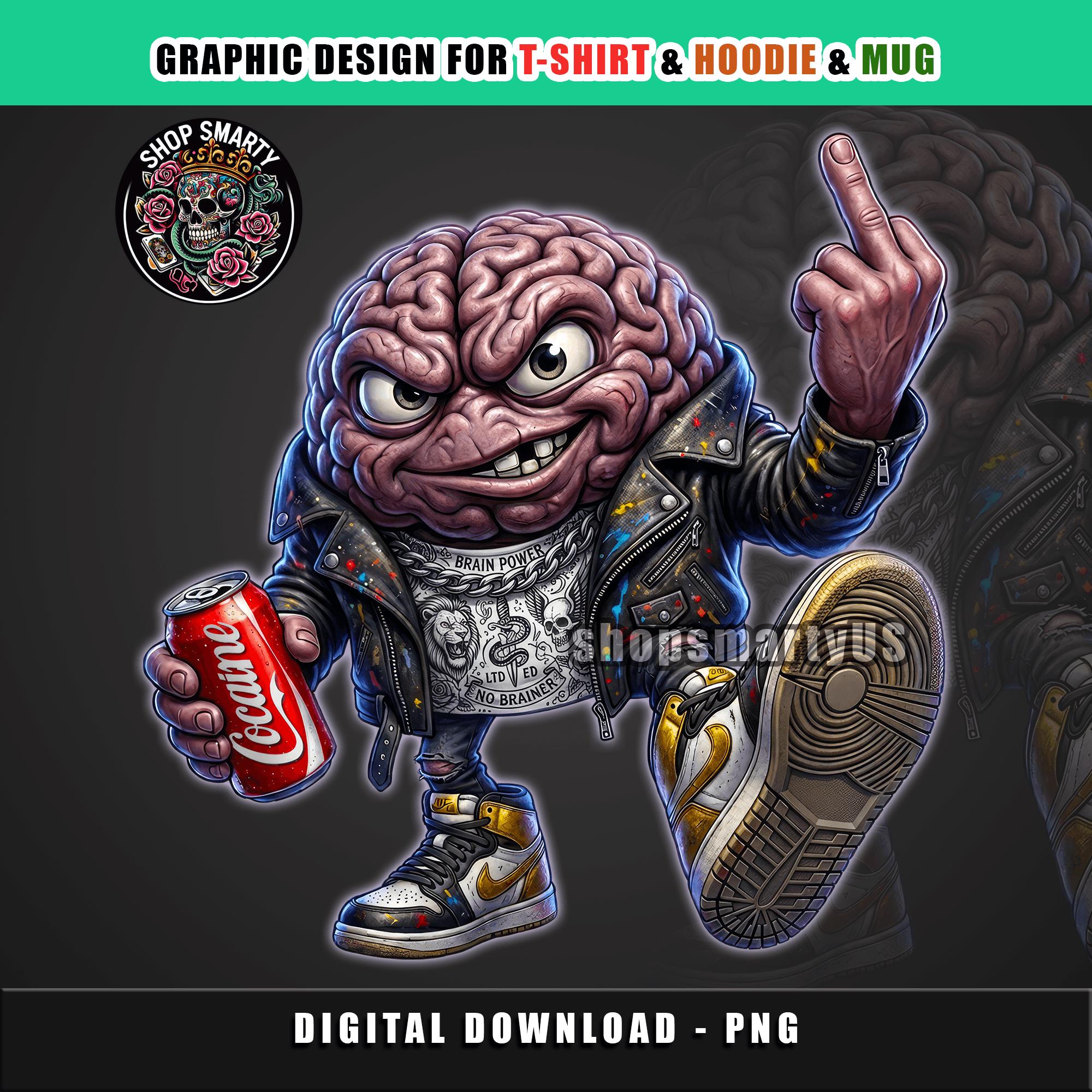 Gangsta Mascot Clipart PNG, Funny Brain Character, Sublimation