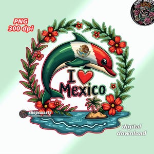 Mexico illustration, mexican png download, mexican t shirt, floral, tropical, viva mexico, instant download, mexican flag, mexico colors