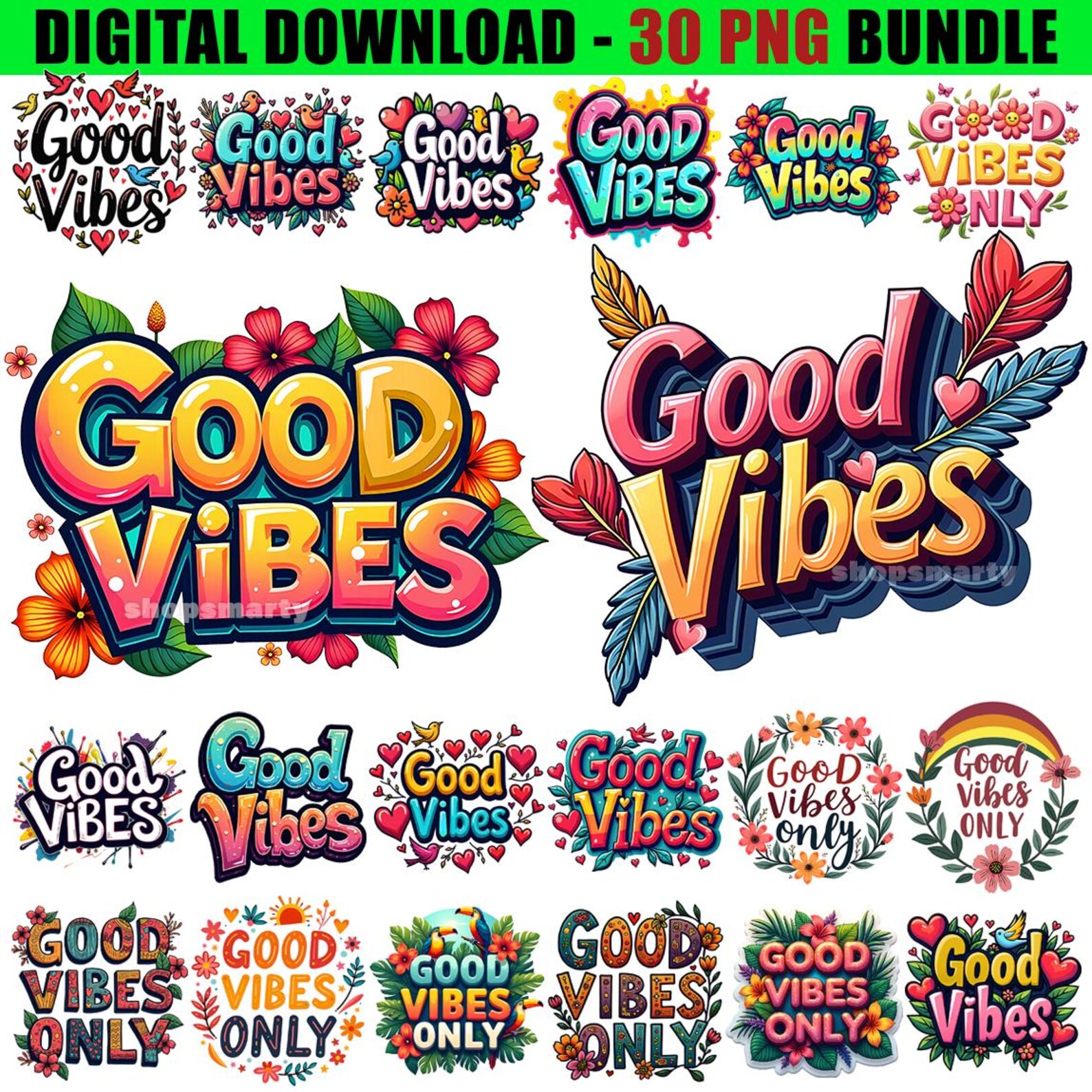 Positive Vibes Digital Art PNG, Floral Design, Good Vibes Vibrant ...