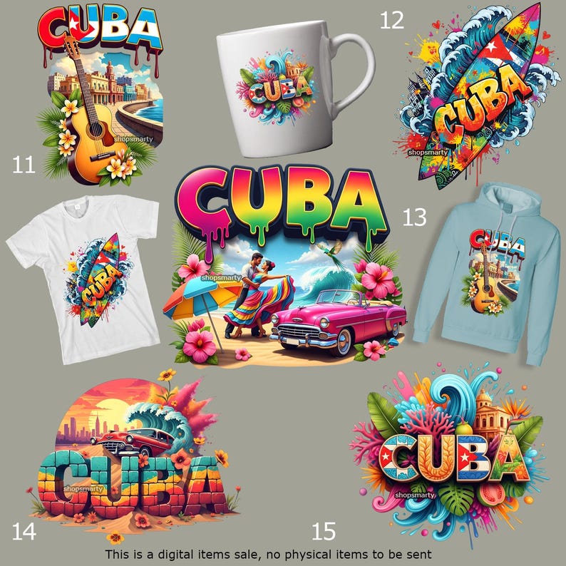Cuba Download T-shirt Design, Png Bundle, Havana, Salsa, Colorful ...