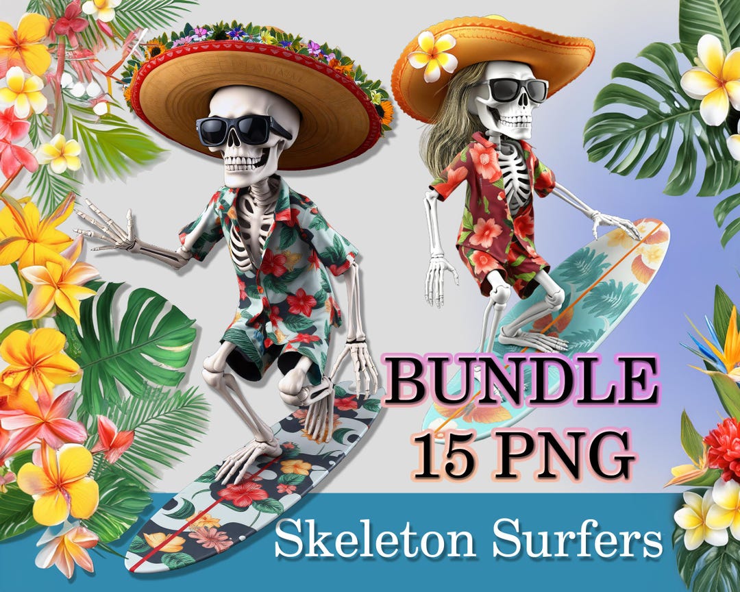 Skull Tropical Surf PNG, Skeleton Clipart, Surfboard Design, Tropical T ...