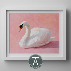 Elegant Swan Painting: Soft Pastel Pink Wall Art (Digital Print)