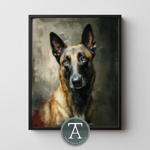 Belgian Malinois Vintage Style Portrait: Elegant Dog Art Print (Digital Download)