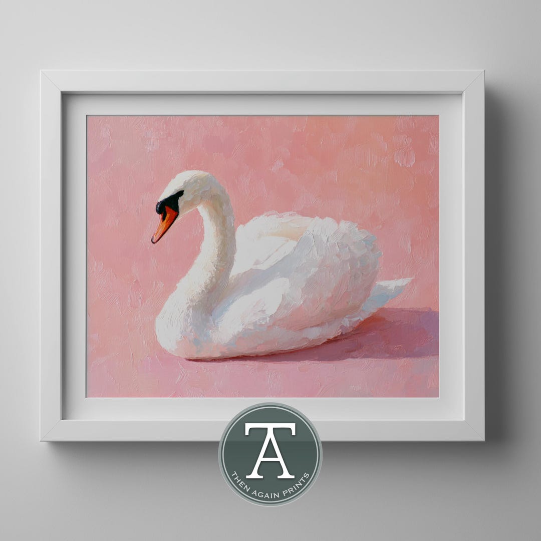 Elegant Swan Art Print With Pastel Pink - Feminine Minimalist Wall ...