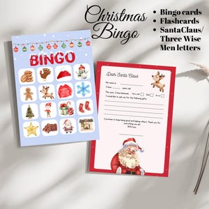 Bilingual Christmas Activity Set: Flashcards, Bingo Cards, Santa & Three Wise Men Certificates, Kids Learning Resources, Happy Family Games