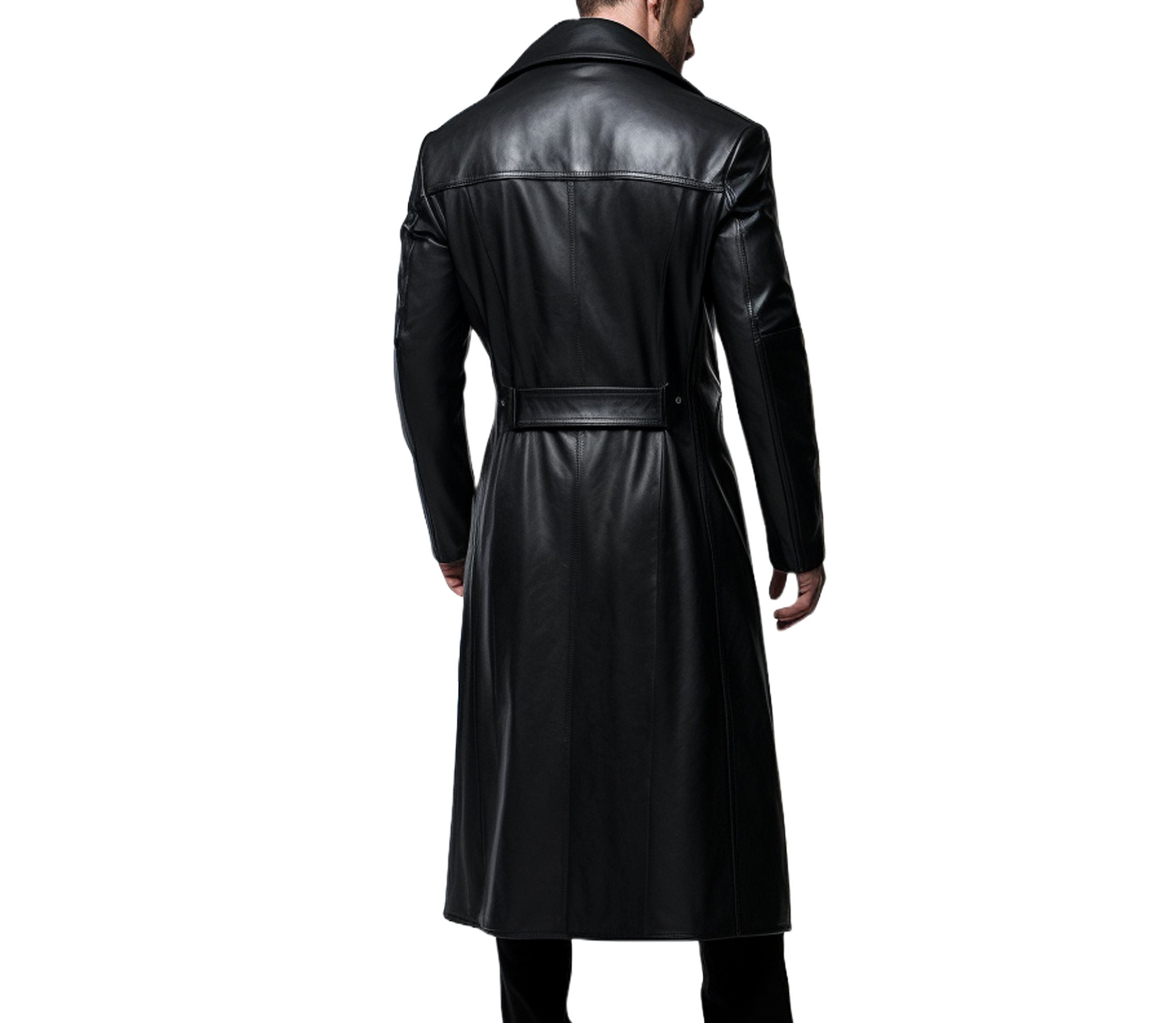 Mens leather duster trench coat cheap
