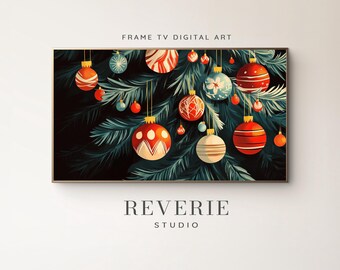 Christmas Ornaments Frame TV Art | Retro Holiday Decor (Digital Download)