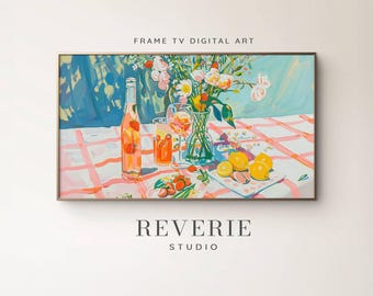 Retro Picnic Still Life Frame TV Art, Summer Pastel (Digital Download)