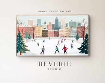 Winter Ice Skating Scene Frame TV Art: NYC Park (Digital Download)