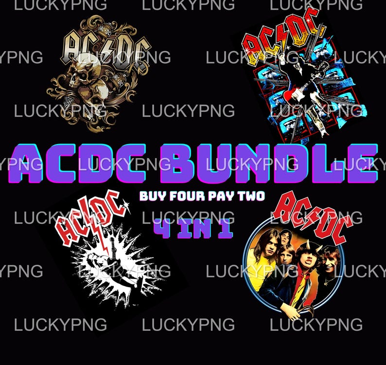 Retro ACDC Band PNG Bundle - Etsy