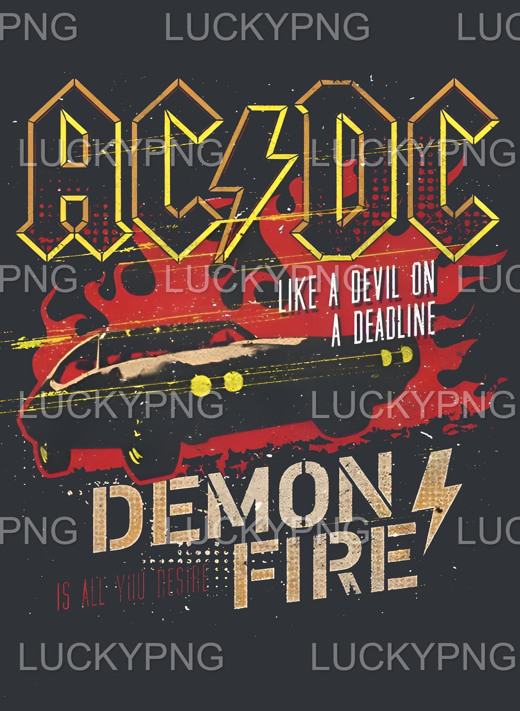Retro ACDC Band PNG, Demon Fire Art (digital Download) - Etsy