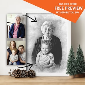 Add Loved One to Photo, Loss of Father Mother, Family Portrait From Photos, Combine Photos, Personal Gift, Memorial Gift for Mom Dad