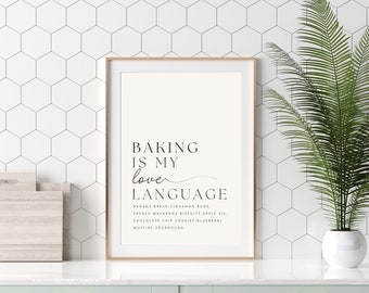 baking is my love language print wall art decor digital download