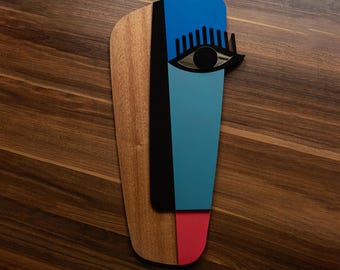Abstract African Mask,Geometric Decorative Painting,Wooden Mask,3D Wall Decor,Cubist Style,Contemporary African Artwork,Handmade Home Deco
